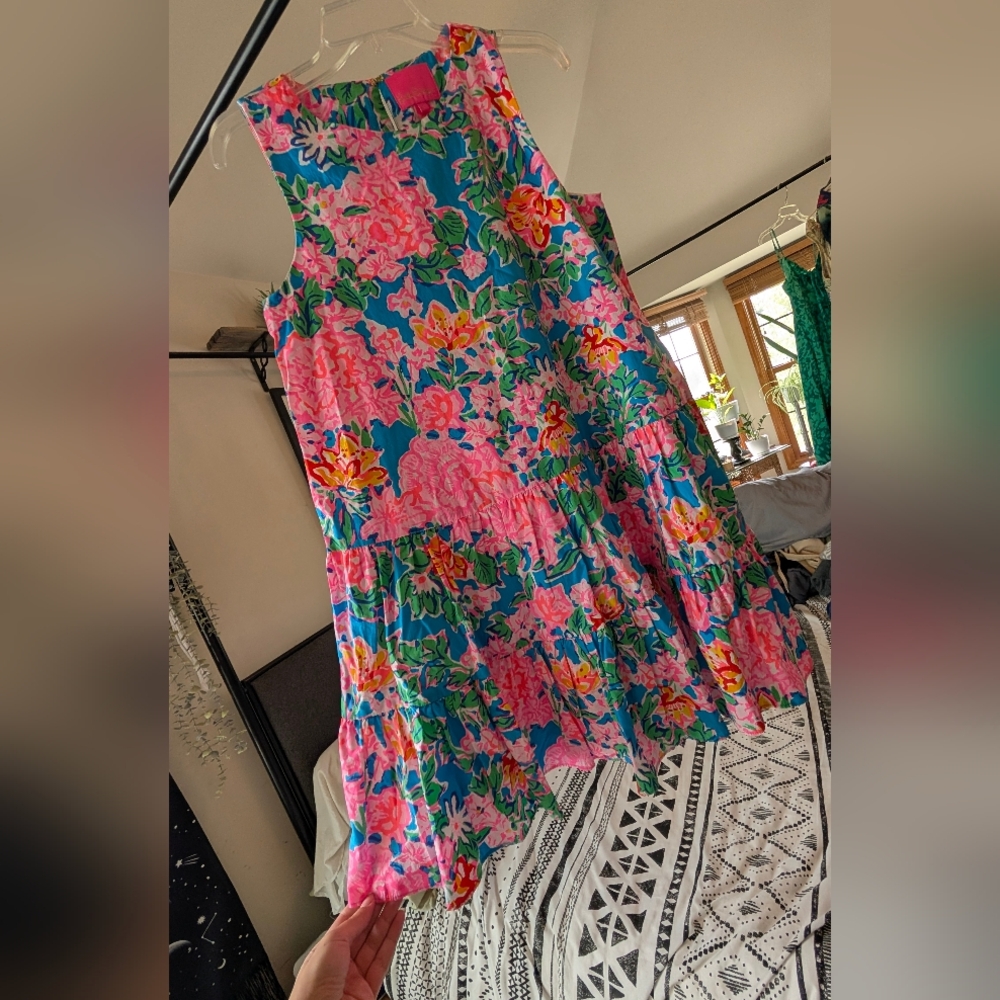 Lilly Pulitzer Floral Midi Dress - Pink and Blue